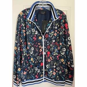 Zara mens black floral bomber sweatshirt